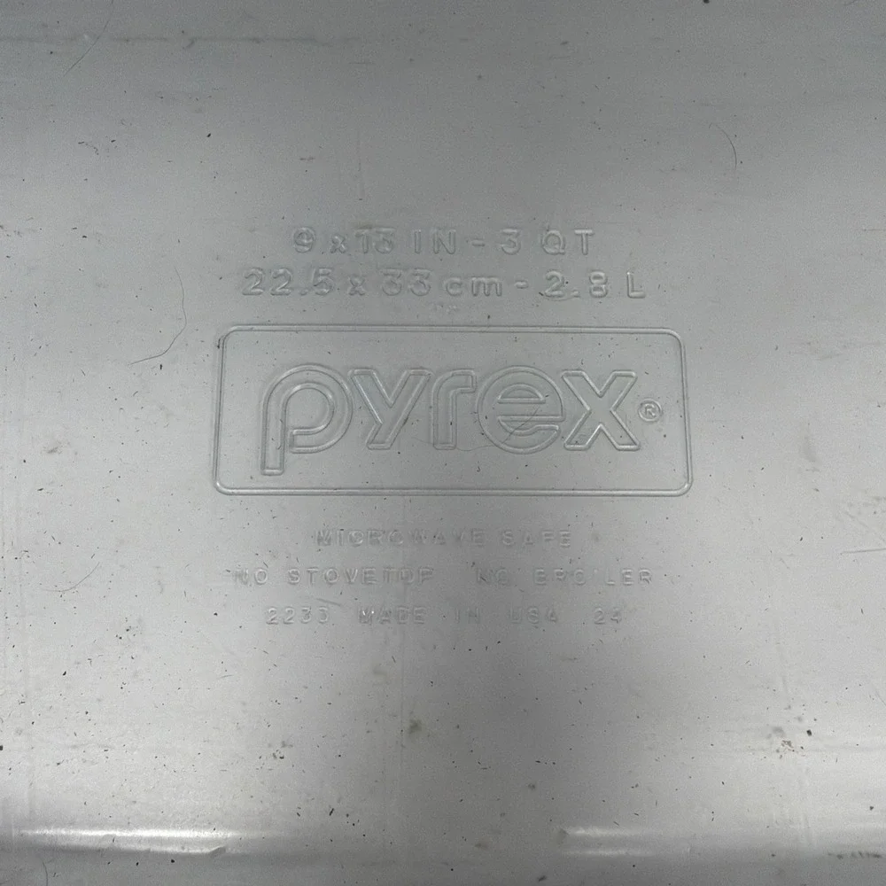 Pyrex 2233 Clear Glass 3QT Casserole Dish 9x13×2 - Made In USA, No Lid